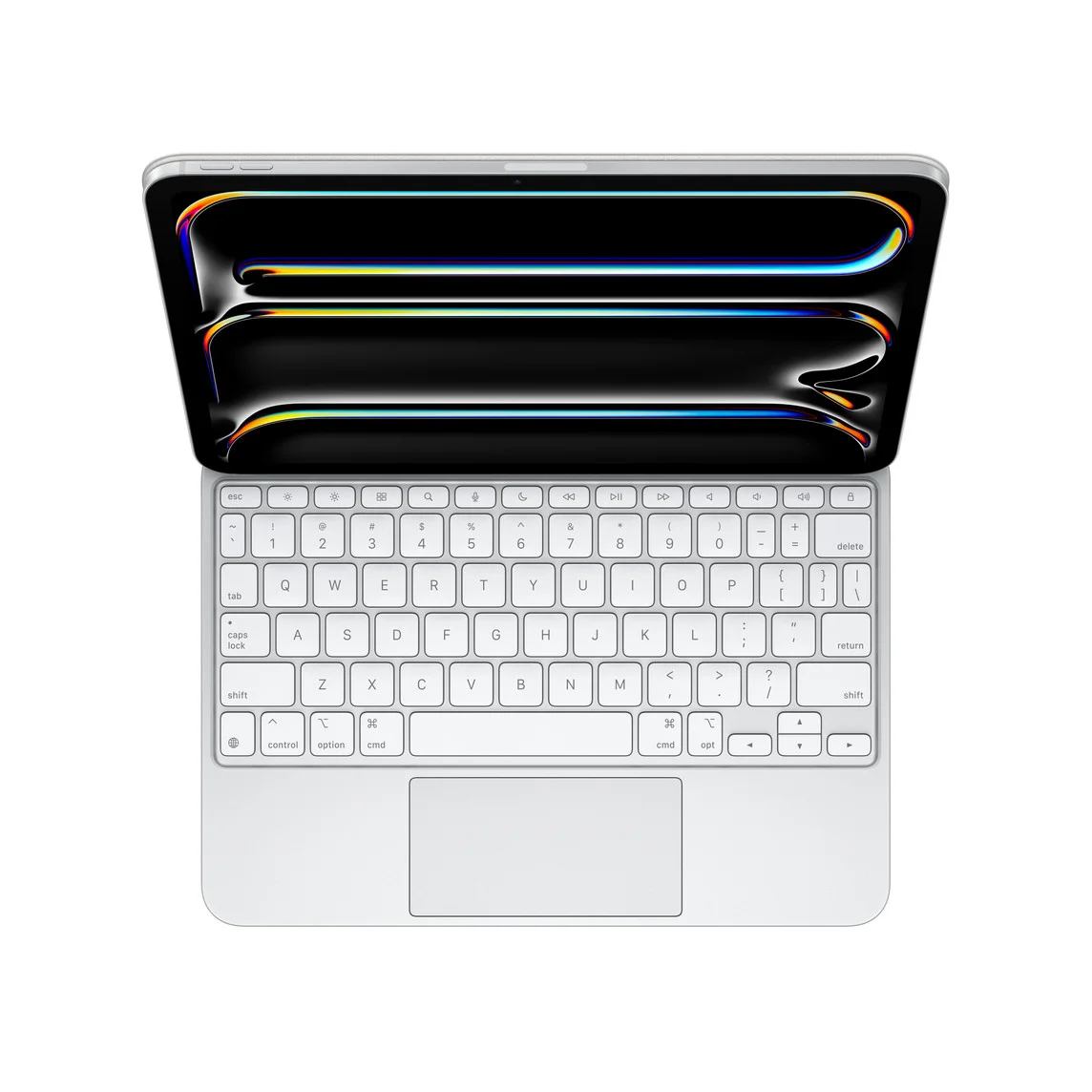 ภาพอ้างอิงรุ่น Apple Magic Keyboard MWR03ZA/A จากหน้าร้าน SCom Technology · iPad ในภาพเป็นอุปกรณ์ประกอบ ไม่รวมในชุด